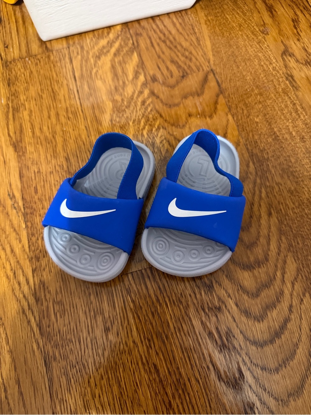 Nike Kids' Blue Slide Sandals with White Swoosh
